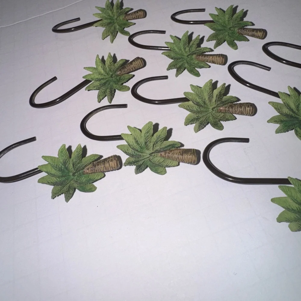 Floral & Palm Trees Shower Curtain Hooks Mixed Lot Of 24